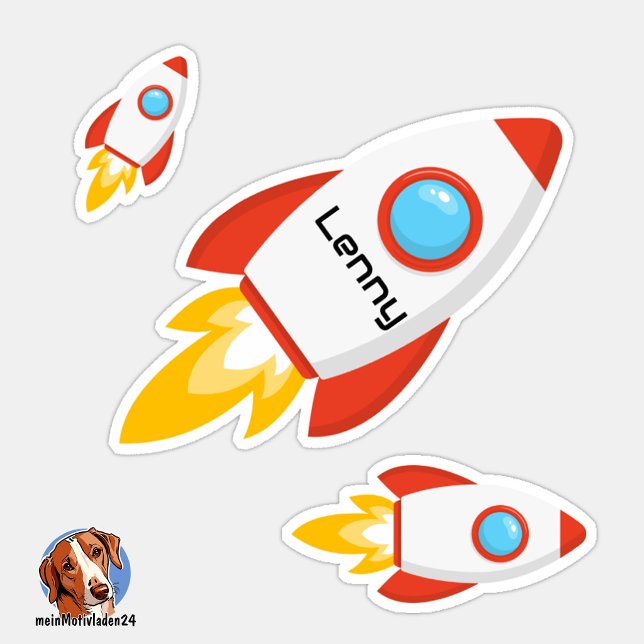 Rocket Name Sticker | Shape Sticker (Konturgeschnittener Namensaufkleber für Kinder - Rakete - personalisierbar mit Name oder Wunschtext)