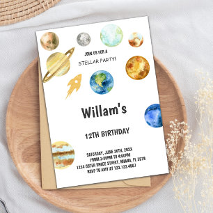 Rocket Outer Space Birthday Invitation