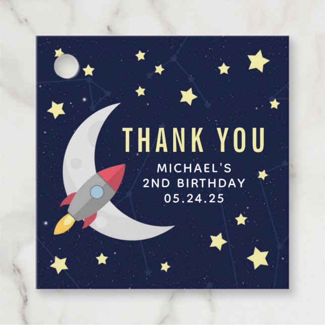 Rocket Outer Space Favour Tag (Front)