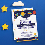 Rocket Outer Space Ship Birthday Party Invitation<br><div class="desc">Blast off to another galaxy with this fun birthday party invitation featuring a space ship,  planets,  stars and more.  Just add your party details to personalise.</div>