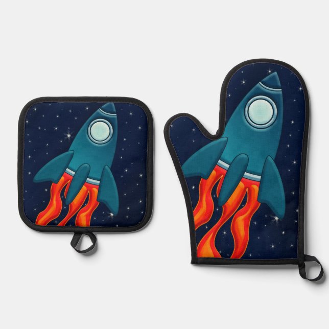 Rocket Oven Mitt & Pot Holder Set (Front)
