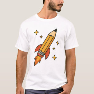 Rocket Pencil Art Back to School Design T-Shirt