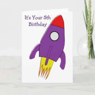 Rocket Personalised 5th Birthday Card