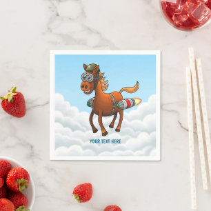 Rocket Pony Birthday Napkin
