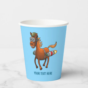 Rocket Pony Birthday Paper Cups