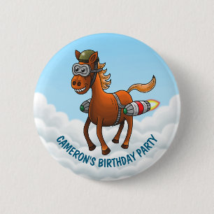 Rocket Pony's Birthday 6 Cm Round Badge