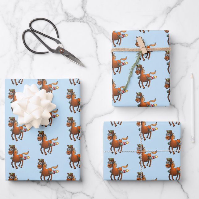 Rocket Pony's Flight Wrapping Paper Sheet (Front)