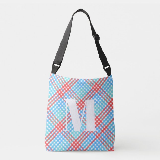 Rocket Pop, Plaid, Monogram Crossbody Bag (Front)