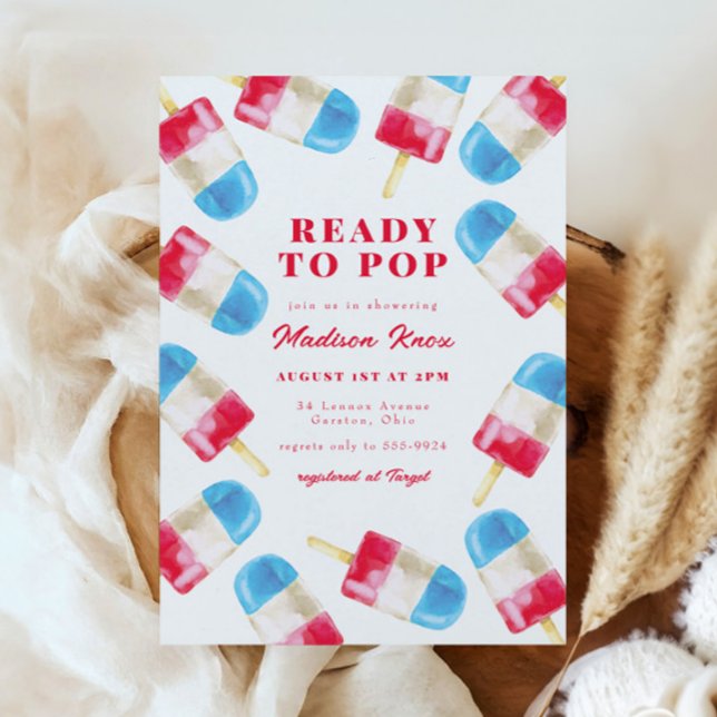 Rocket Pop Summer Patriotic Popsicle Baby Shower Invitation (Creator Uploaded)