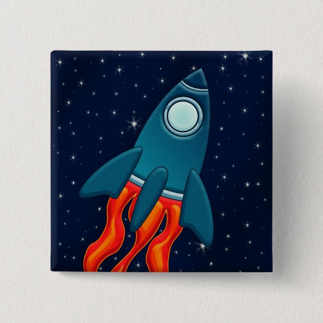 Rocket Postcard 15 Cm Square Badge (Front)