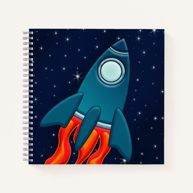 Rocket Postcard Favor Tags Notebook (Front)