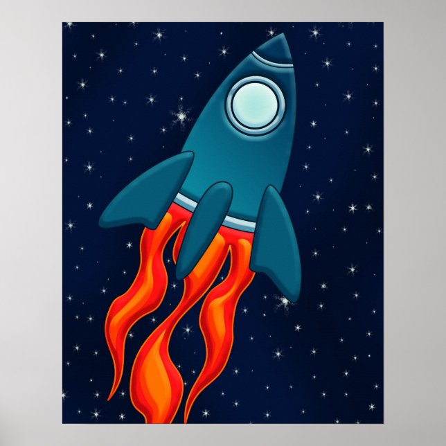 Rocket Postcard Favor Tags Poster (Front)