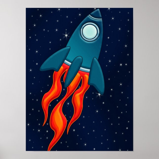 Rocket Postcard Favour Tags Poster (Front)
