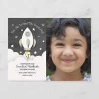 Rocket Preschool Graduation Photo Invitation Postc