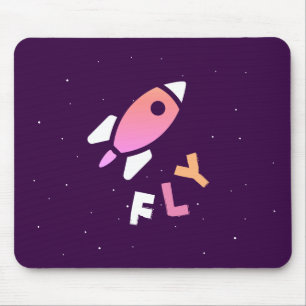 Rocket - Purple & Pink Abstract Pop Art. FLY! Mouse Mat