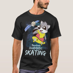 Rocket Racoon Skating Cute Space Gamer T-Shirt