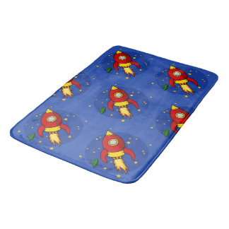 Rocket red pattern Large Bath Mat