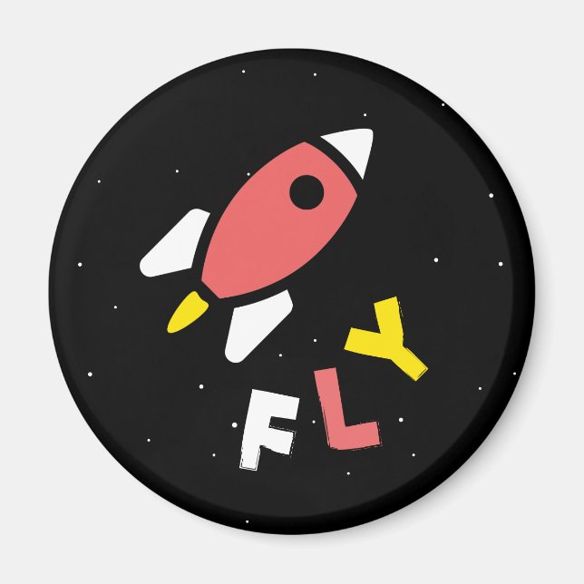 Rocket - Red & Yellow Abstract Pop Art. FLY! Magnet (Front)