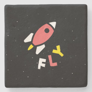 Rocket - Red & Yellow Abstract Pop Art. FLY! Stone Coaster