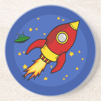 Rocket red yellow Coaster