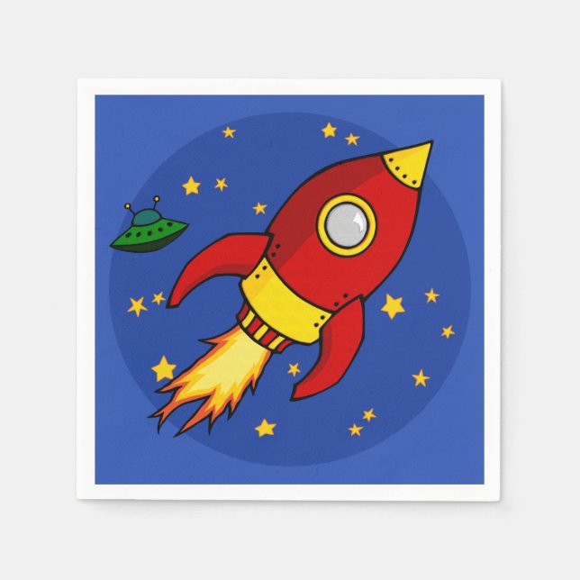 Rocket red yellow Cocktail Paper Napkin (Front)