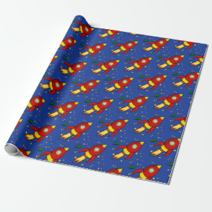 Rocket red yellow Matte Wrapping Paper 30"x6'