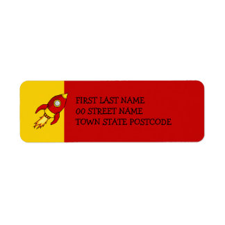 Rocket red yellow Return Address Label