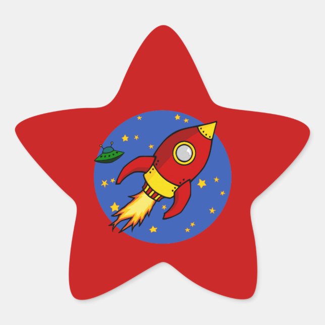 Rocket red yellow Star Sticker (Front)