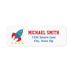 Rocket Return Address Label Outer Space