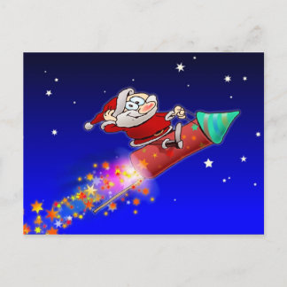 Rocket Santa 02 Holiday Postcard