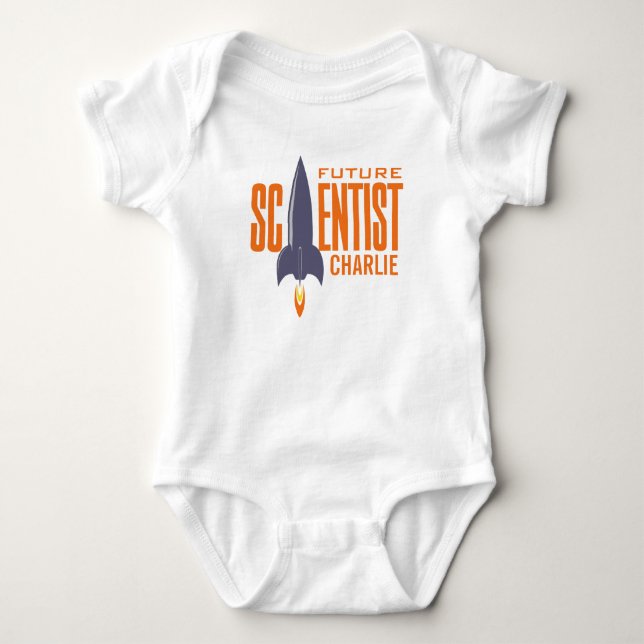 Rocket Scientist custom name baby clothing Bodysuit (Front)