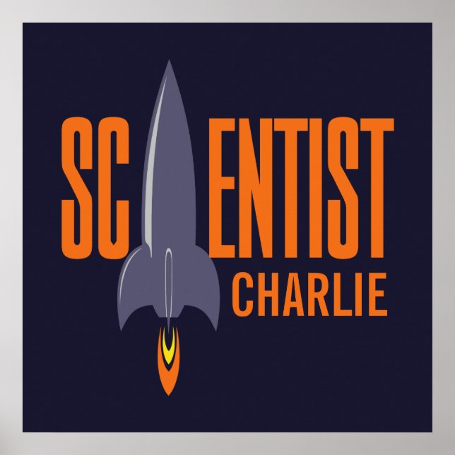 Rocket Scientist custom name & colour poster (Front)