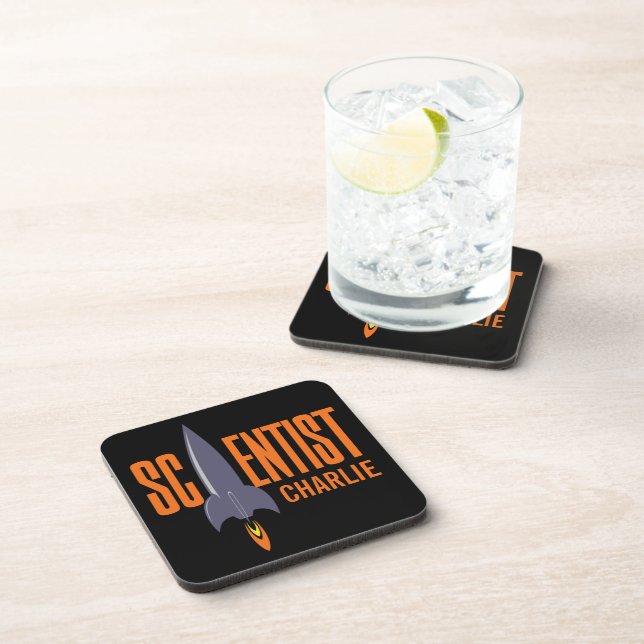 Rocket Scientist custom name plastic coasters (Right Side)
