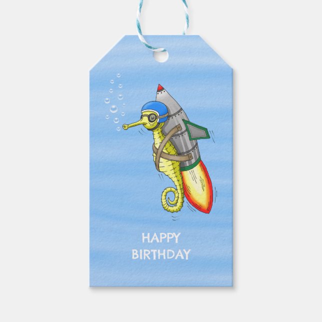 Rocket Seahorse Gift Tags (Front)