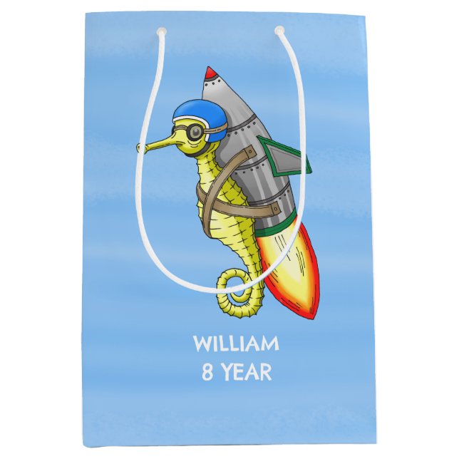 Rocket Seahorse Medium Gift Bag (Front)