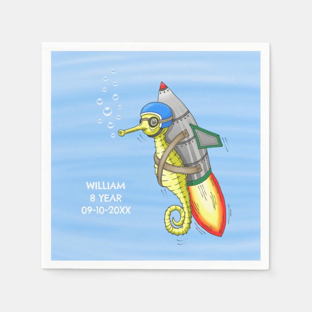 Rocket Seahorse Napkin (Front)