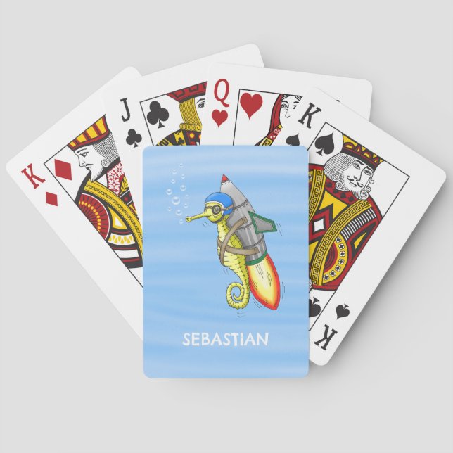 Rocket Seahorse Playing Cards (Back)