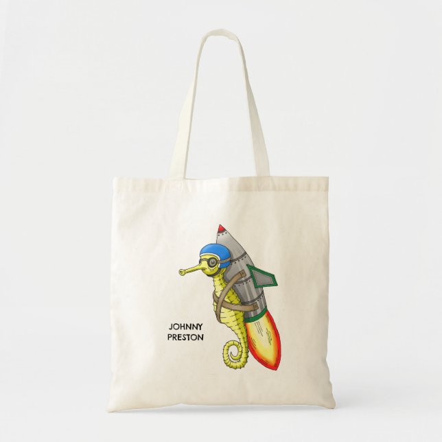 Rocket Seahorse Tote Bag (Front)