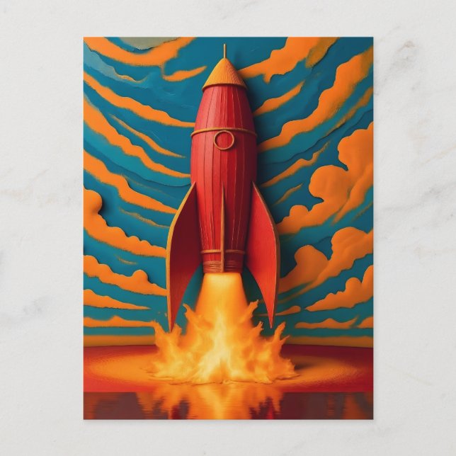 Rocket Ship: 1950s inspired  Postcard (Front)