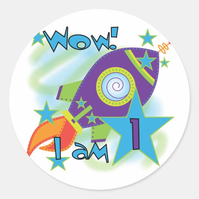 Rocket Ship 1st Birthday Tshirts and Gifts Classic Round Sticker (Front)