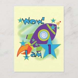 Rocket Ship 1st Birthday Tshirts and Gifts Postcard