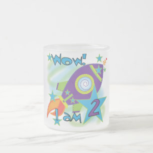 Rocket Ship 2nd Birthday T-shirts and Gifts Frosted Glass Coffee Mug