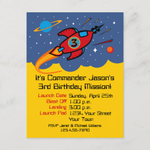 Rocket Ship 3rd Birthday Custom Invitations