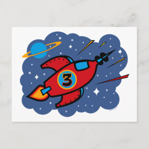 Rocket Ship 3rd Birthday Postcard