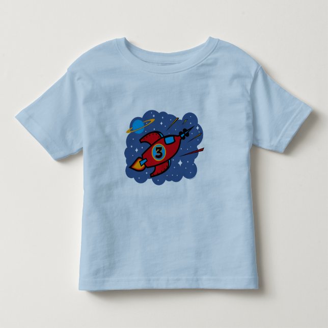 Rocket Ship 3rd Birthday Toddler T-Shirt (Front)