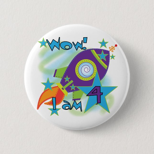 Rocket Ship 4th Birthday T-shirts and Gifts 6 Cm Round Badge (Front)