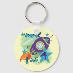 Rocket Ship 4th Birthday T-shirts and Gifts Key Ring