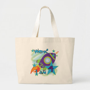Rocket Ship 4th Birthday T-shirts and Gifts Large Tote Bag