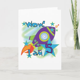 Rocket Ship 5th Birthday T-shirts and Gifts Card