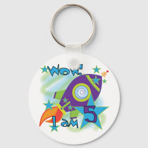 Rocket Ship 5th Birthday T-shirts and Gifts Key Ring